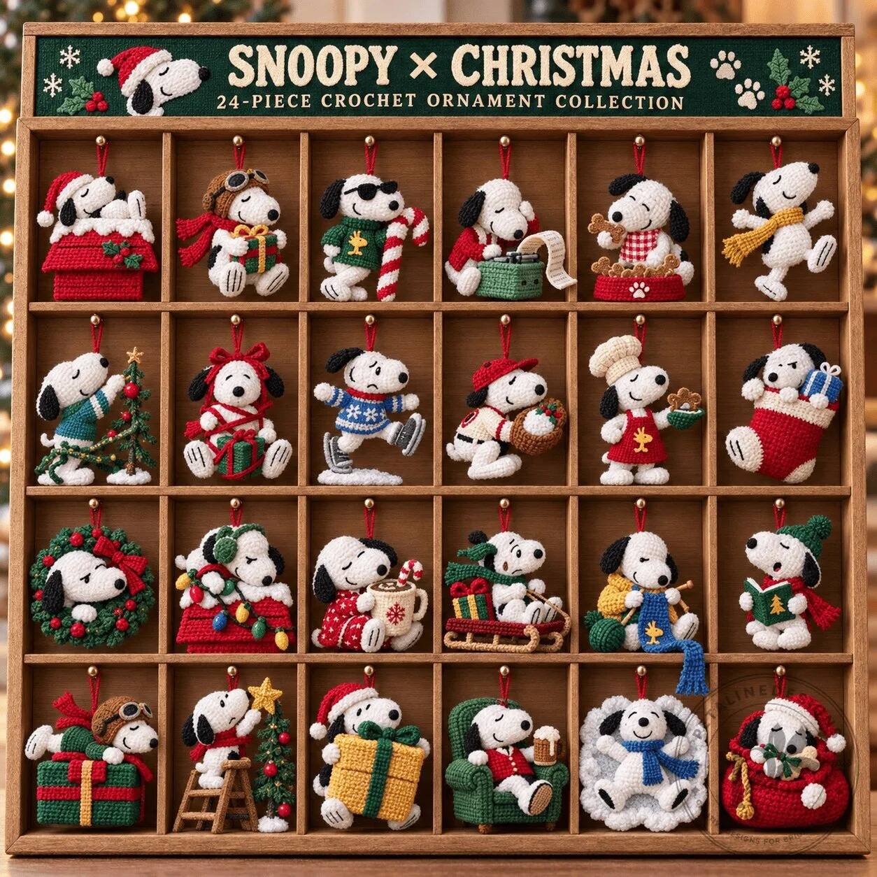 Snoopy Christmas Mischief 24-Piece Crochet Ornament Collection