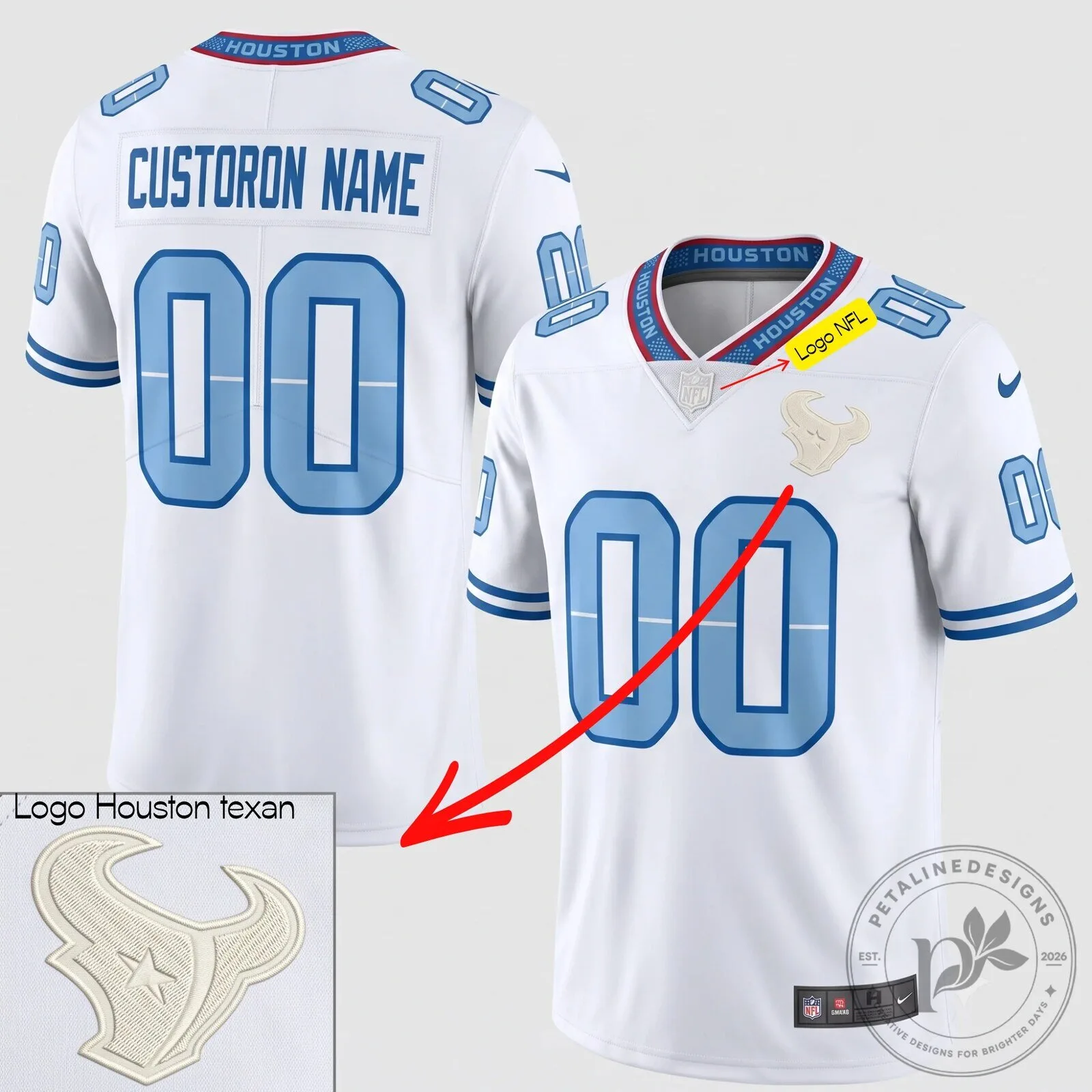 Houston Texans Custom Name and Number Football Fan Jersey