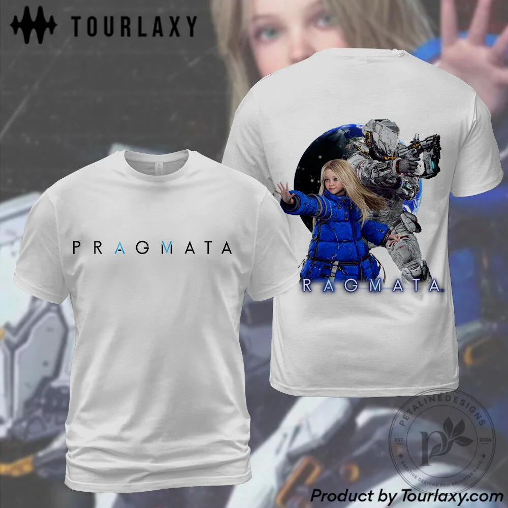 Pragmata Video Game Character Artwork Graphic Design White T-Shirt 2 Pragmata Video Game Character Artwork Graphic Design White T-Shirt
