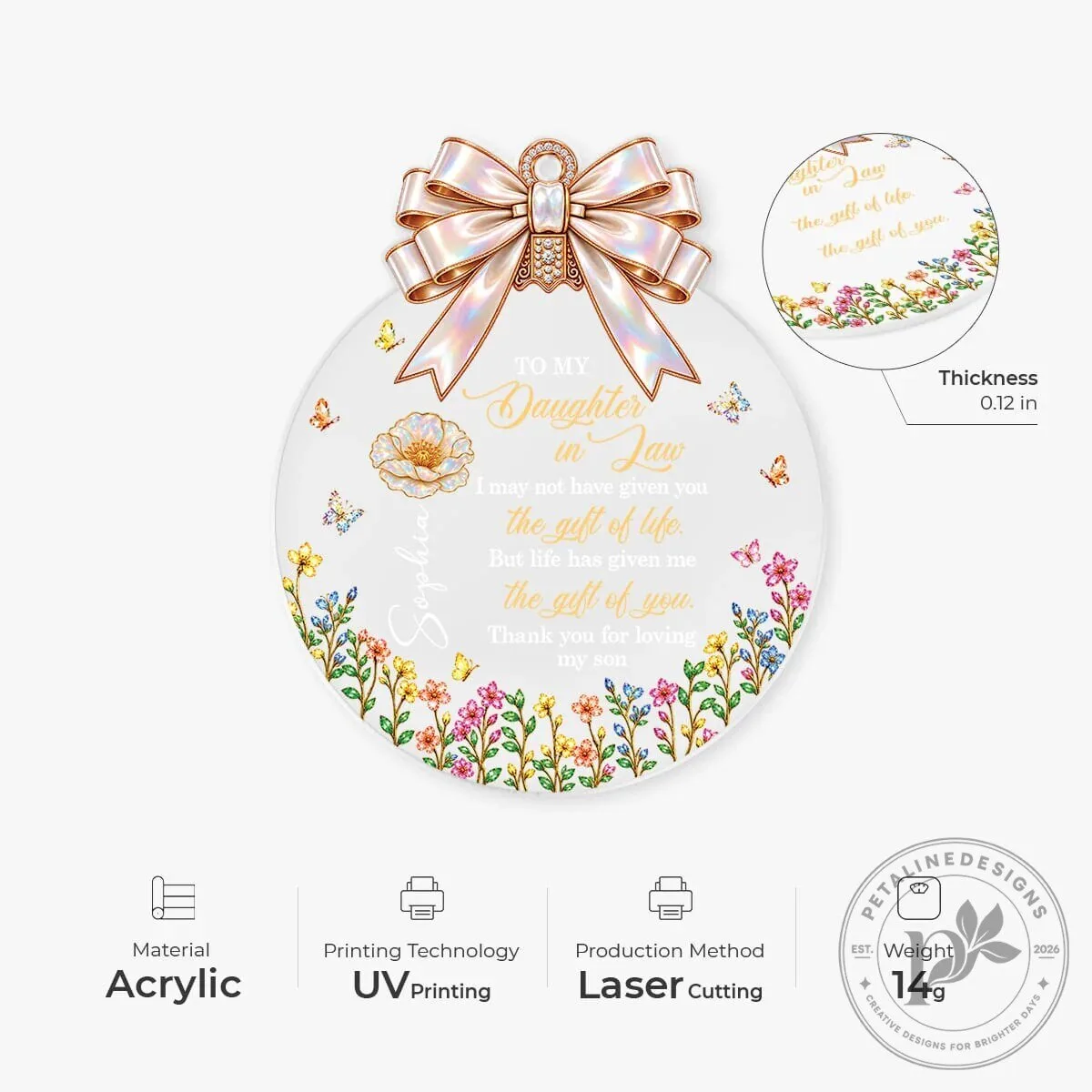 Personalized Daughter in Law Birth Month Flower Thank You Gift Christmas Ornament 12 Personalized Daughter in Law Birth Month Flower Thank You Gift Christmas Ornament