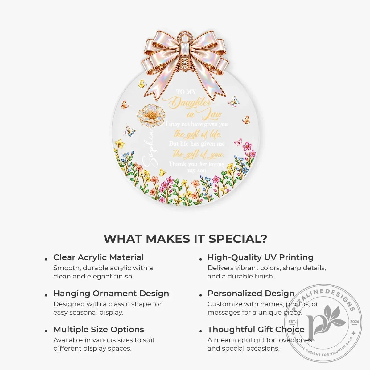Personalized Daughter in Law Birth Month Flower Thank You Gift Christmas Ornament 15 Personalized Daughter in Law Birth Month Flower Thank You Gift Christmas Ornament