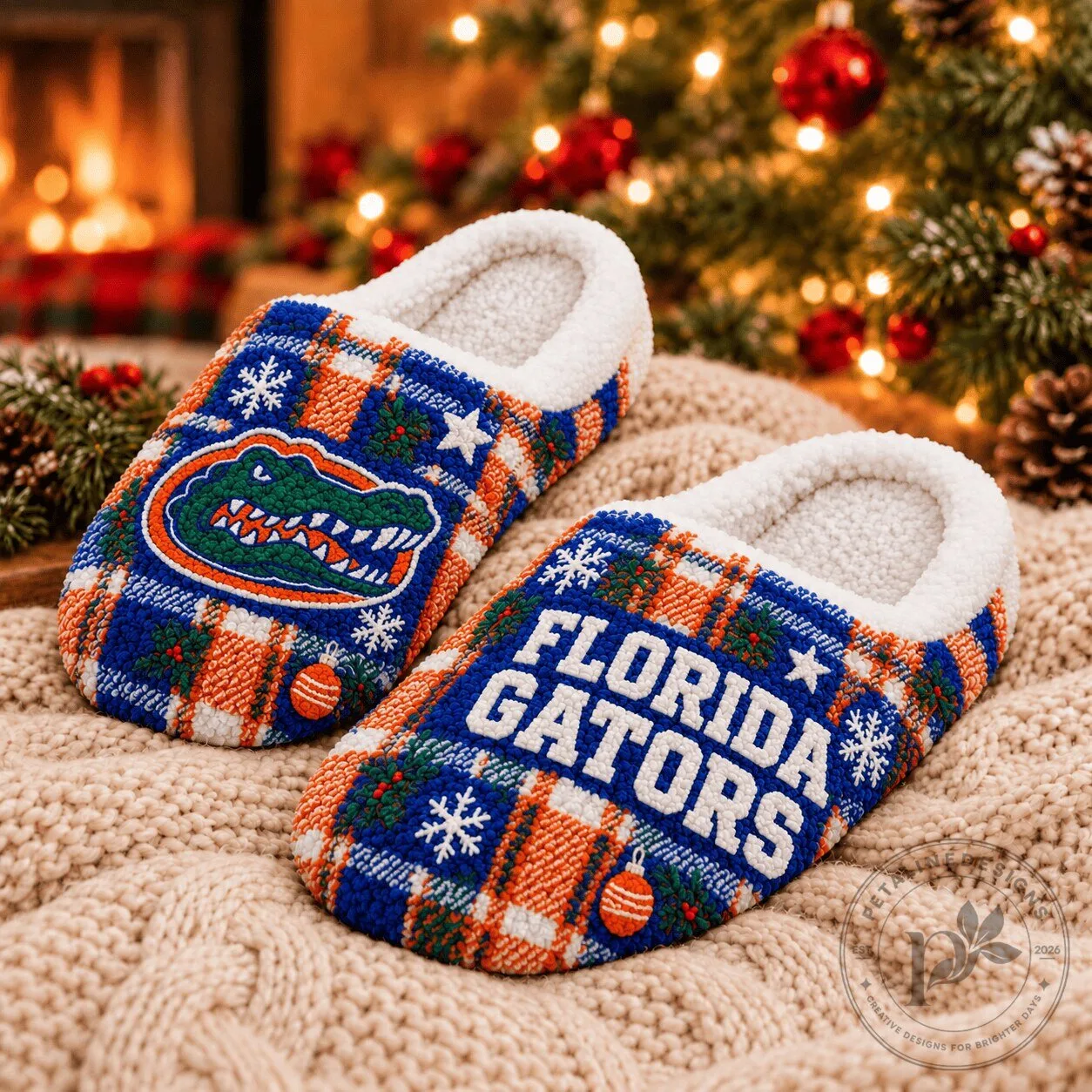 Florida Gators Plaid Christmas Sherpa House Slippers 5 Florida Gators Plaid Christmas Sherpa House Slippers