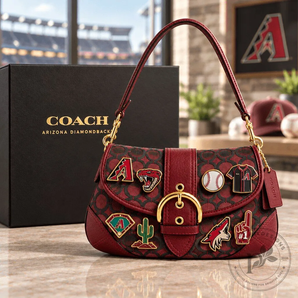 Arizona Diamondbacks Coach Signature Pattern Red Soho Bag with Charms