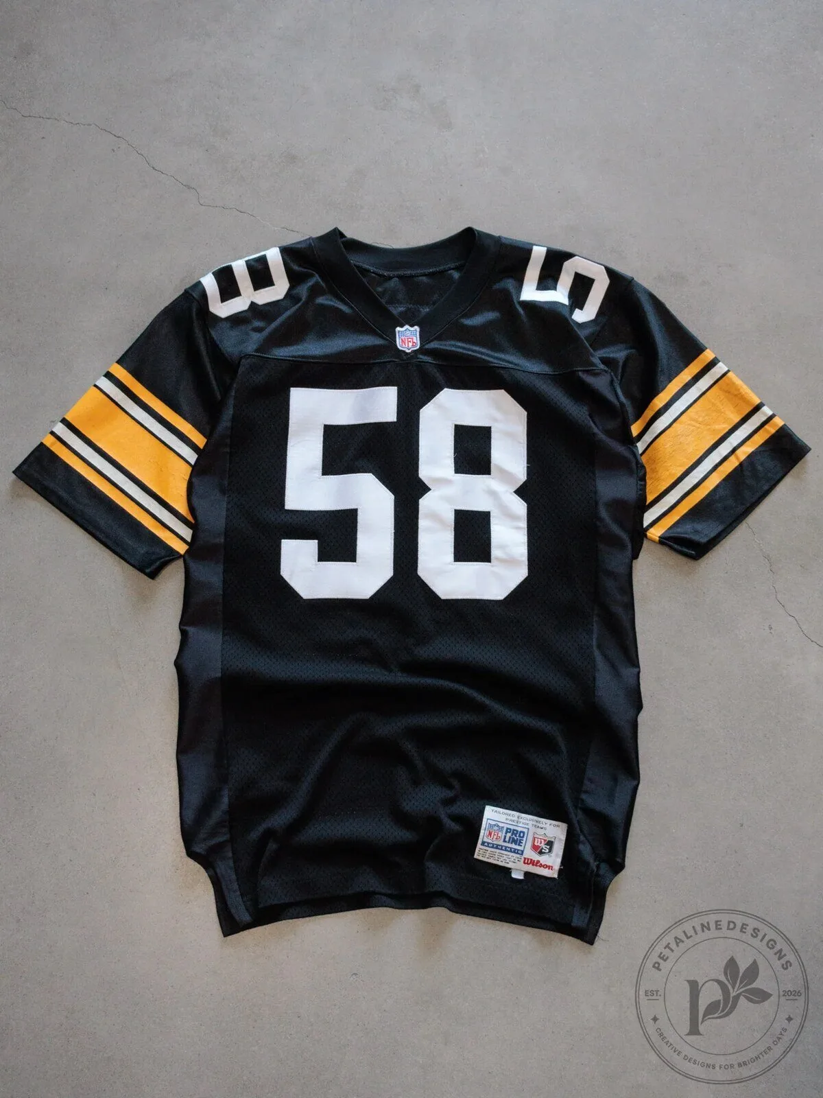 Vintage Pittsburgh Steelers Jack Lambert Number 58 Black Football Jersey