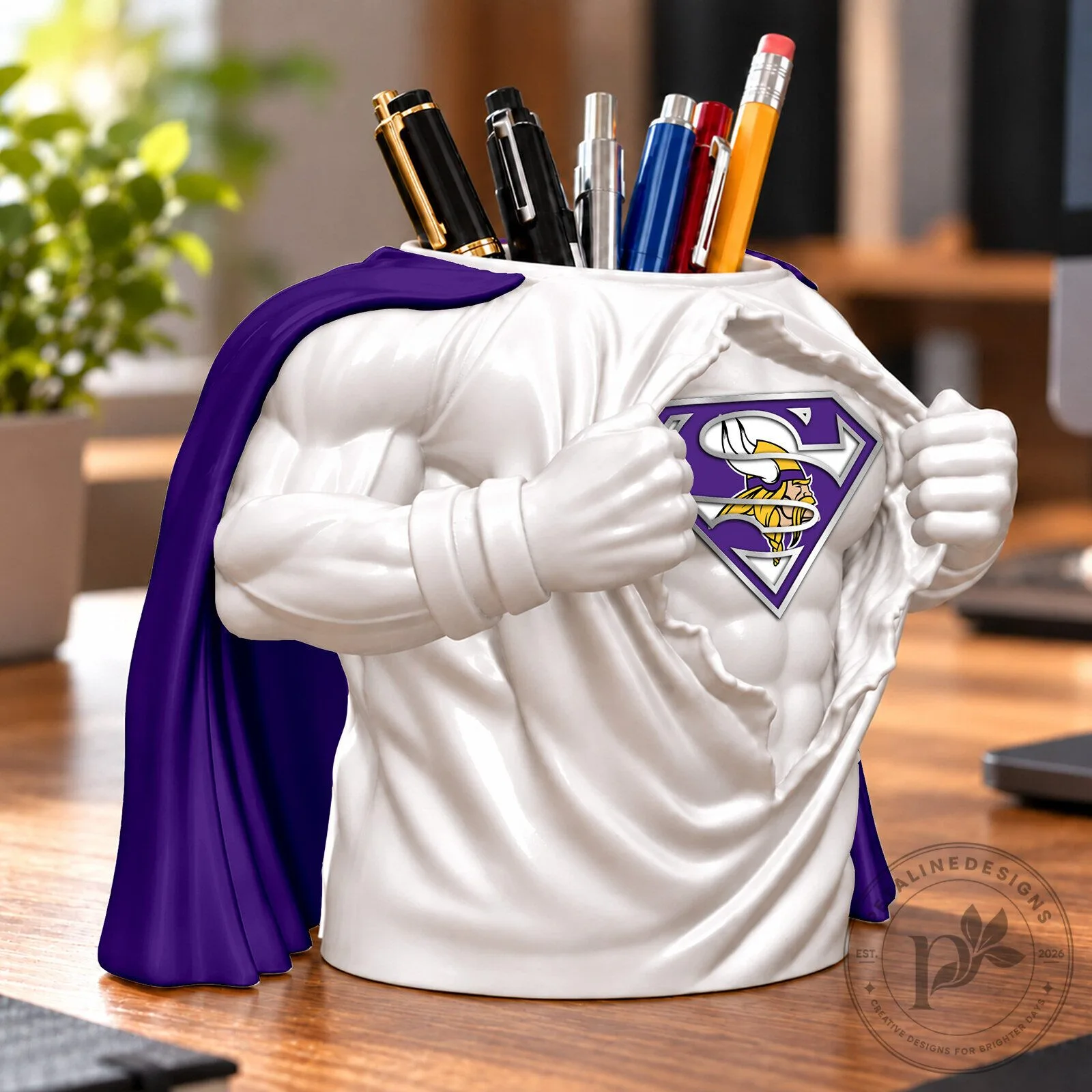 Minnesota Vikings Superman Logo Desk Organizer Pen Holder 7 Minnesota Vikings Superman Logo Desk Organizer Pen Holder
