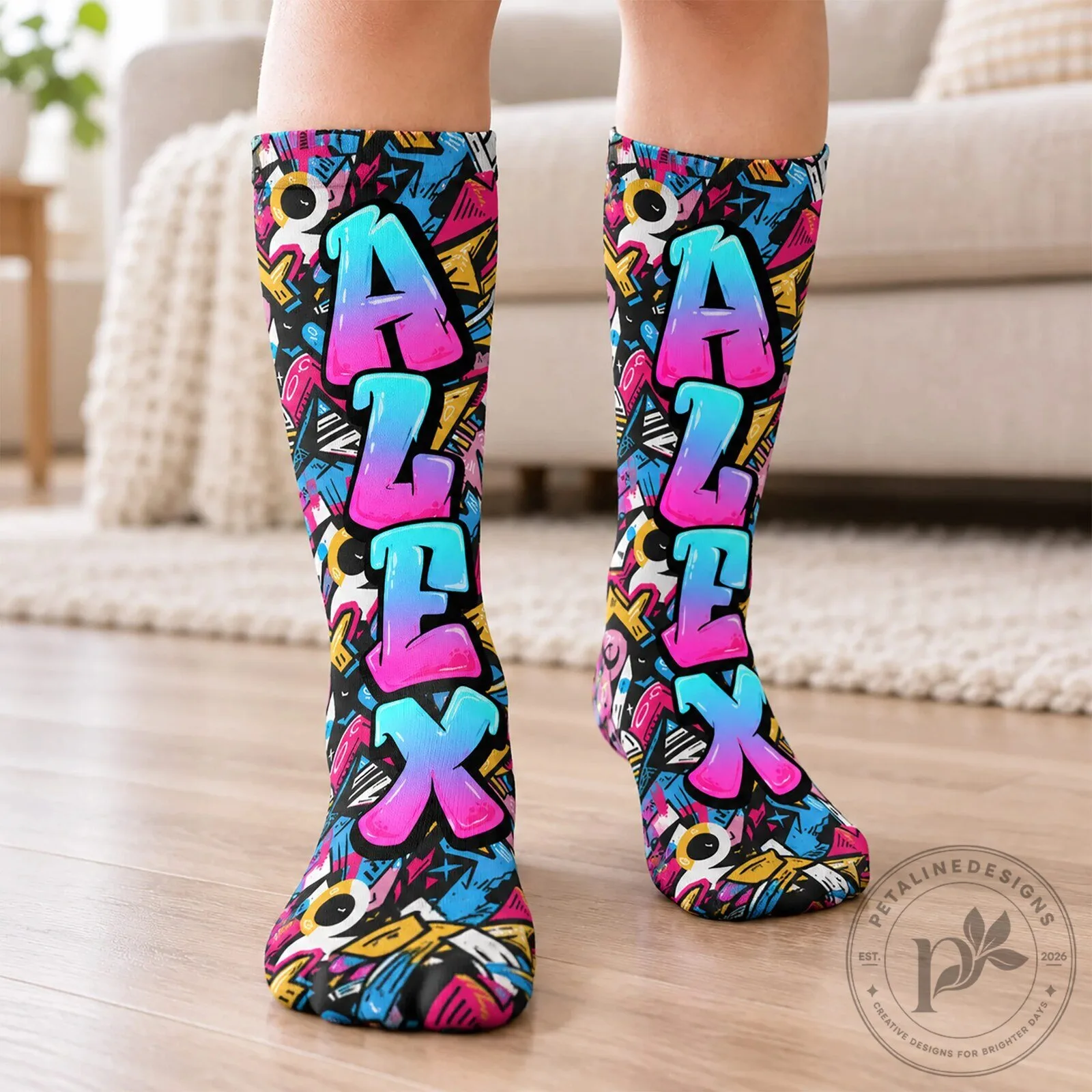 Personalized Alex Graffiti Style Name Custom All-Over Print Socks