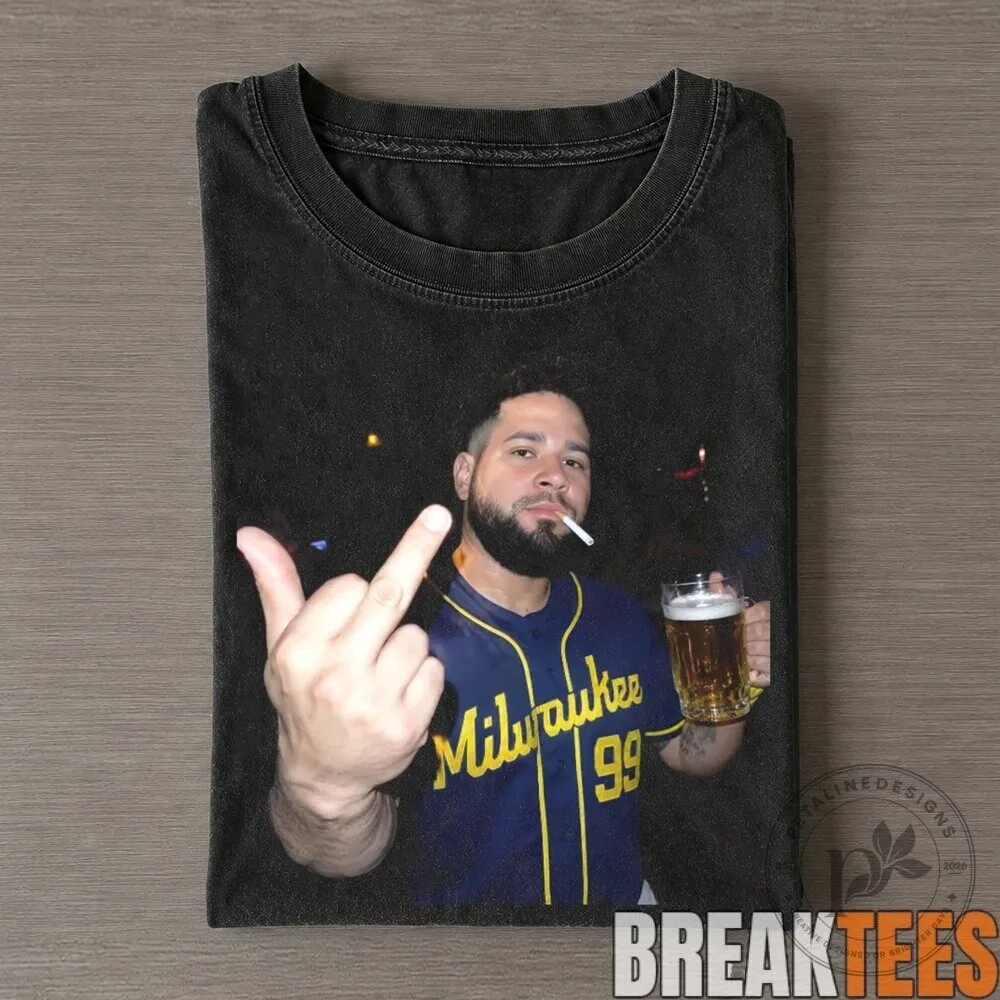 Milwaukee Brewers Gary Sanchez Smoking Beer Middle Finger Baseball Fan T-Shirt