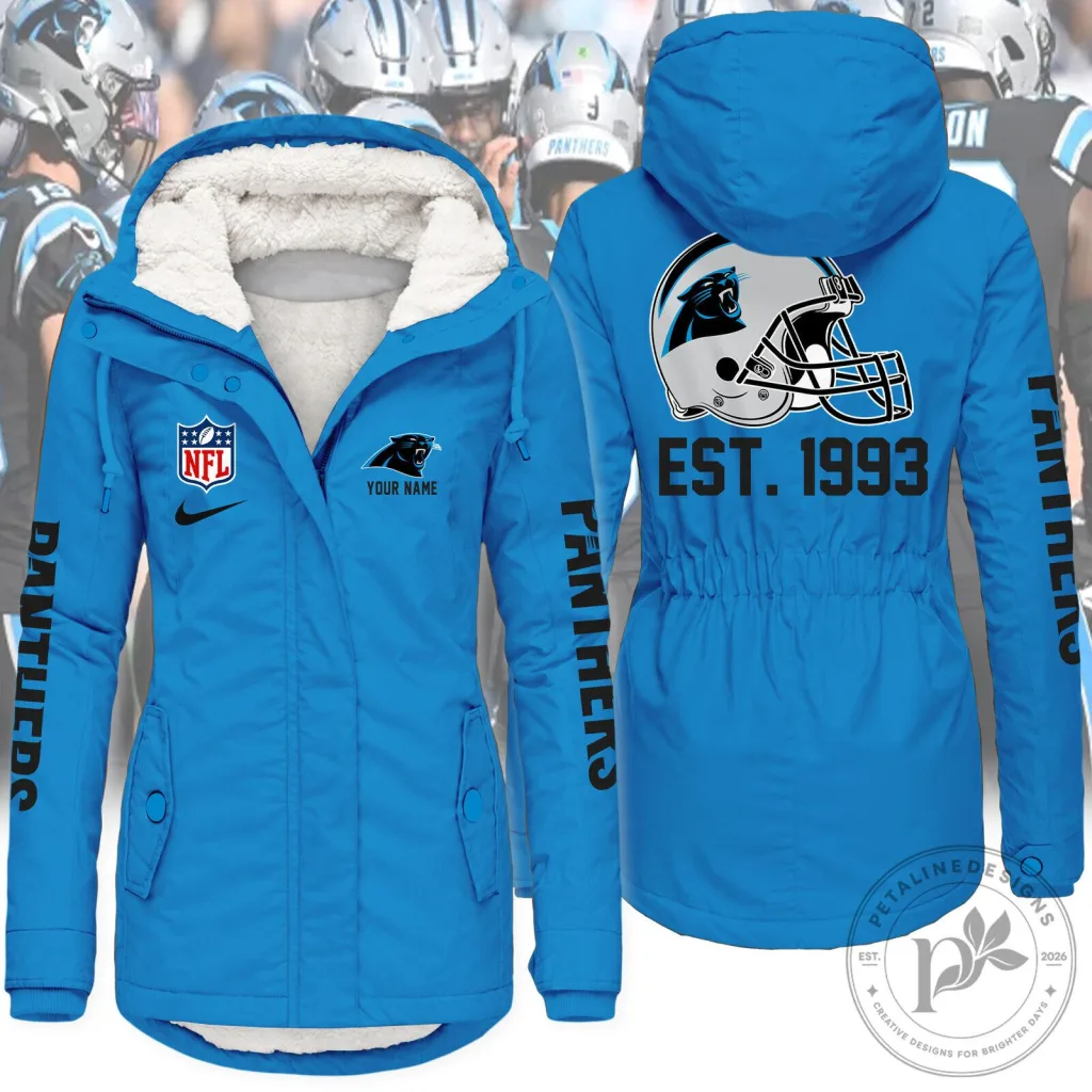 Carolina Panthers NFL Football Team Logo Blue Hooded Winter Jacket Carolina Panthers NFL Football Team Logo Blue Hooded Winter Jacket