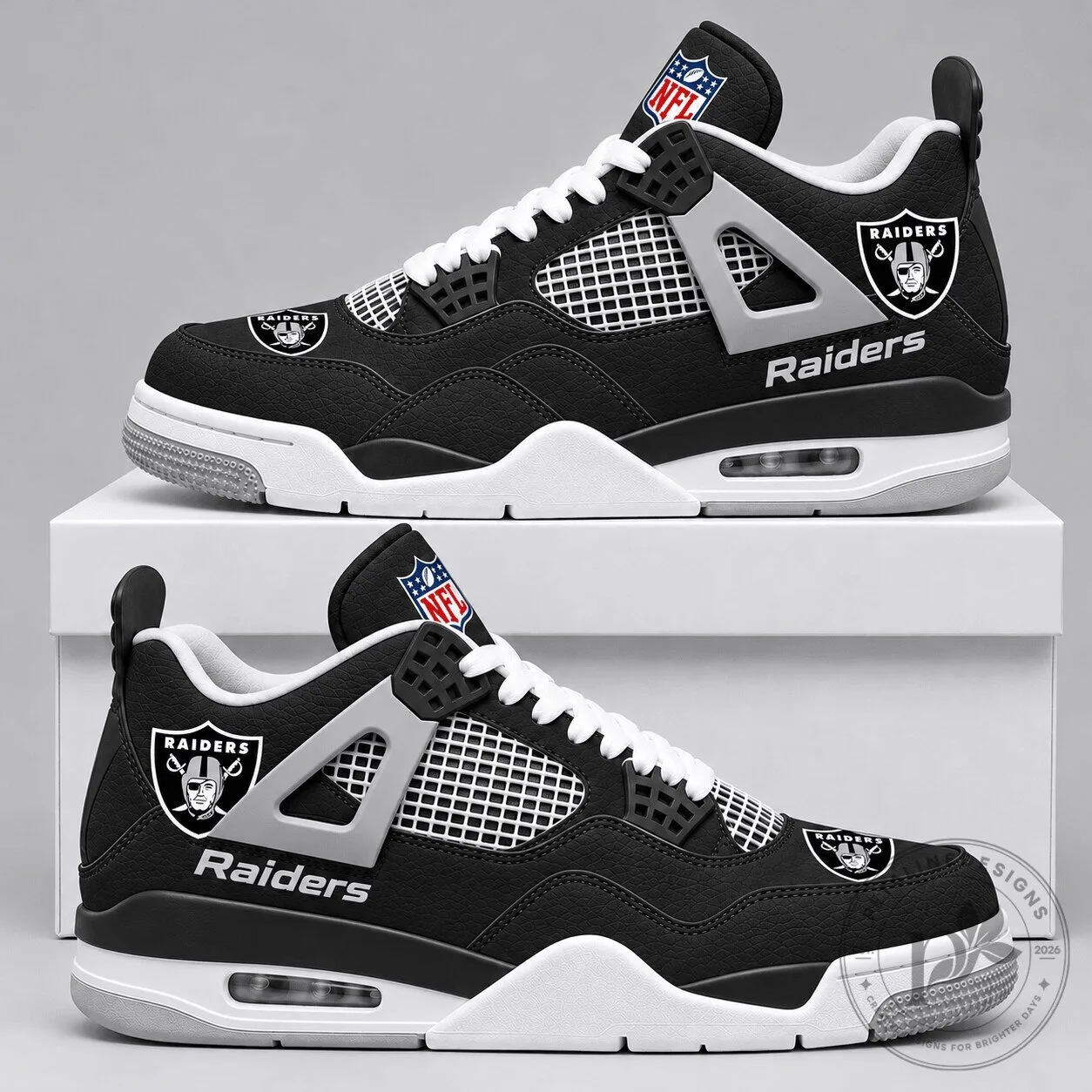 Las Vegas Raiders National Football League Team Black and White Sneakers
