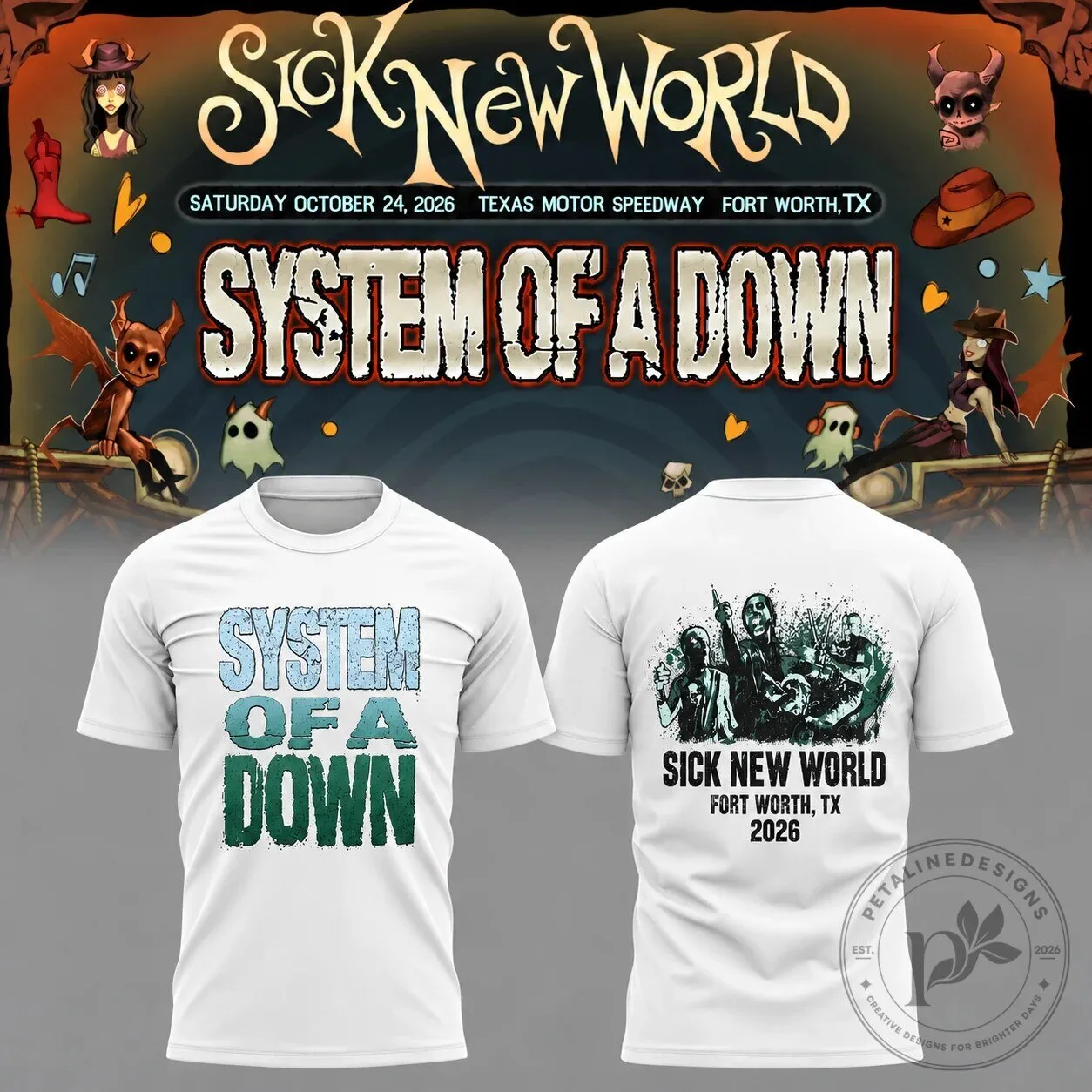 System Of A Down Sick New World Fort Worth Texas 2026 Concert Event T-Shirt 4 System Of A Down Sick New World Fort Worth Texas 2026 Concert Event T-Shirt