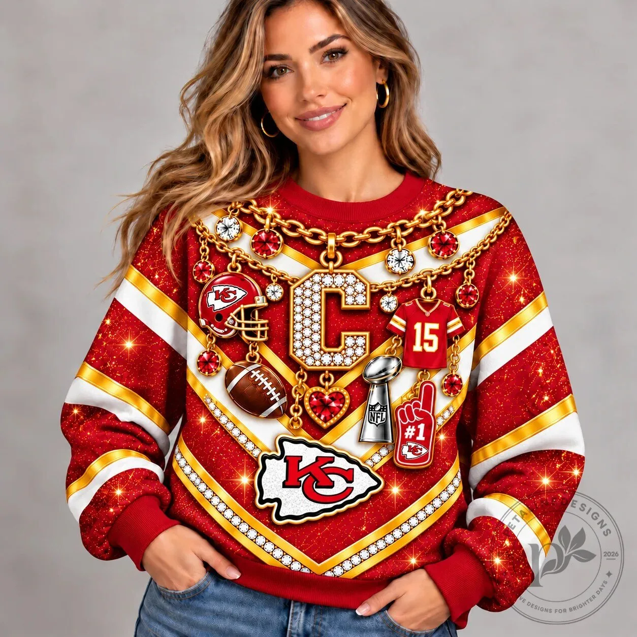 Kansas City Chiefs Football Bling Luxury Sweatshirt for Women