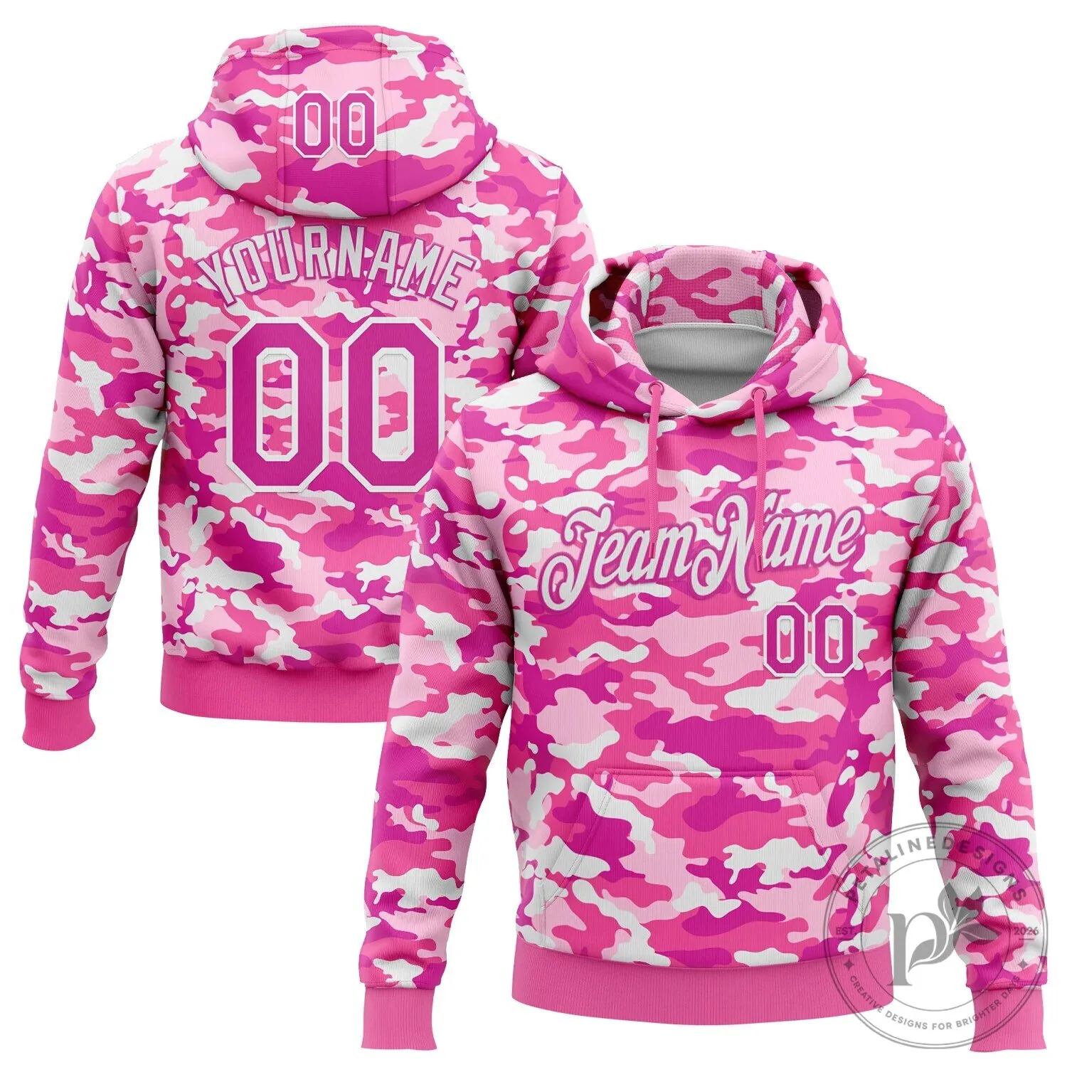 Custom Pink Camouflage Salute To Service Pullover Hoodie