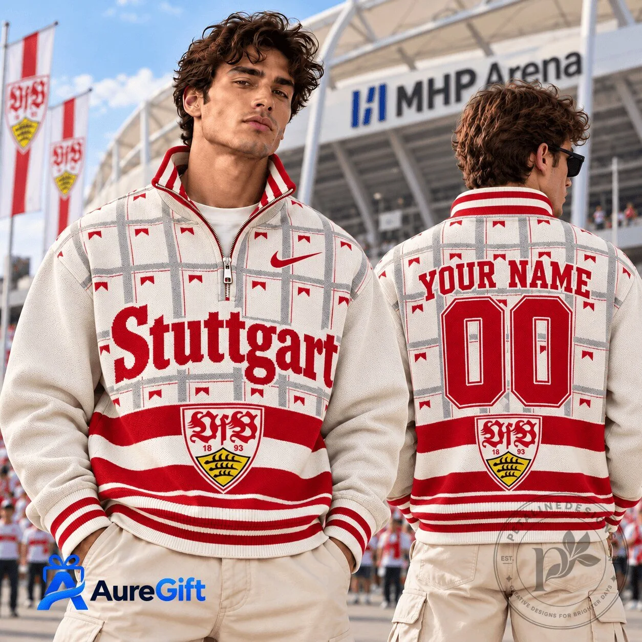 VfB Stuttgart Bundesliga Personalized Quarter Zip Sweatshirt