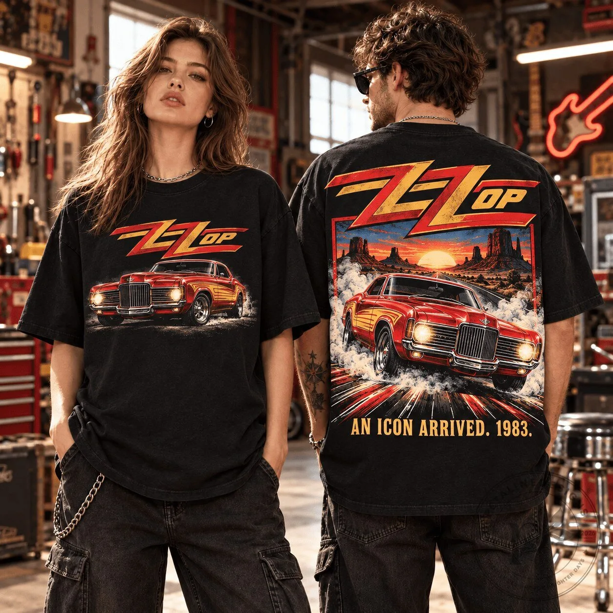 ZZ Top Eliminator Car An Icon Arrived 1983 Rock Band Music Graphic T-Shirt