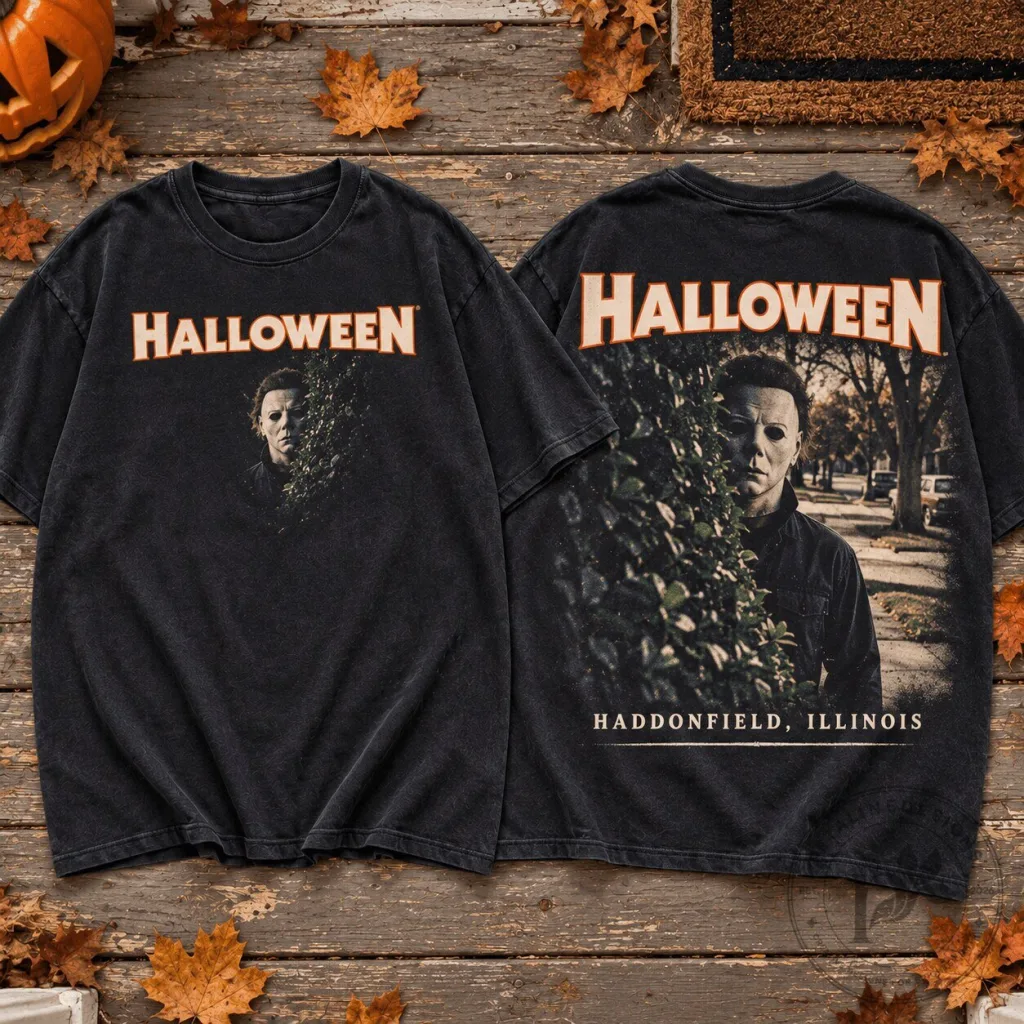 Halloween Michael Myers Haddonfield Illinois Horror Movie Graphic T-Shirt Halloween Michael Myers Haddonfield Illinois Horror Movie Graphic T-Shirt