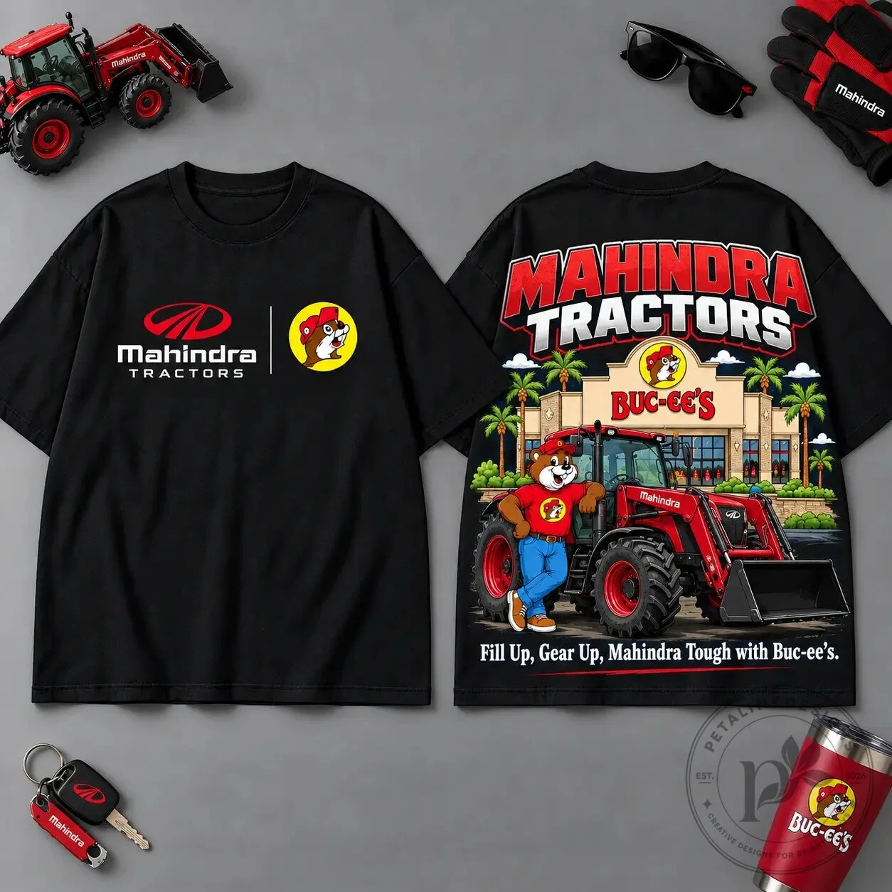 Mahindra Tractors Buc-ee's Beaver Construction Heavy Equipment T-Shirt 2 Mahindra Tractors Buc-ee's Beaver Construction Heavy Equipment T-Shirt