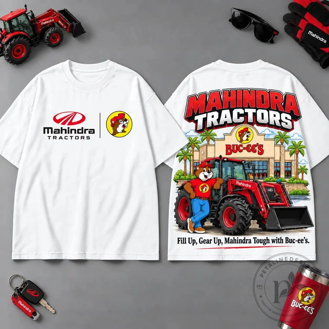 Mahindra Tractors Buc-ee's Beaver Construction Heavy Equipment T-Shirt 8 Mahindra Tractors Buc-ee
