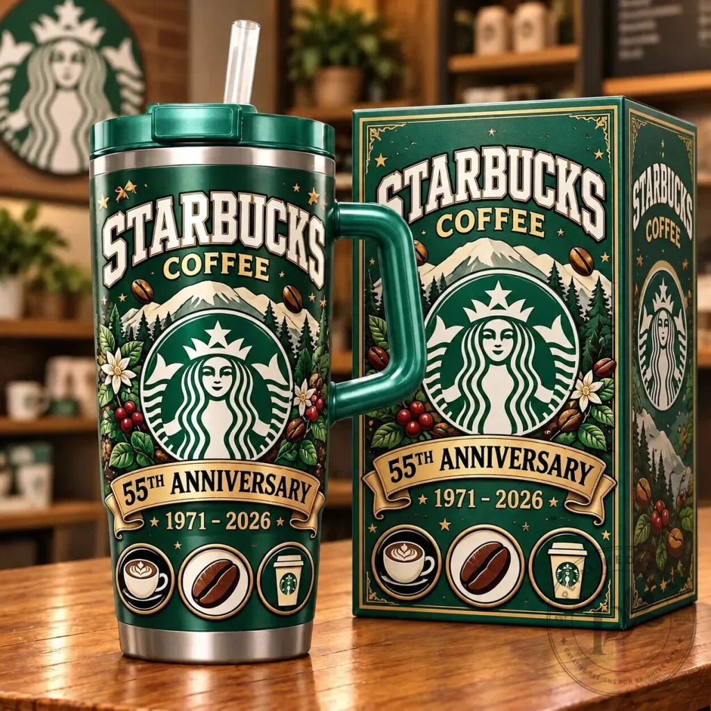 55th Anniversary Insulated Tumbler with Handle from Starbucks Coffee 55th Anniversary Insulated Tumbler with Handle from Starbucks Coffee