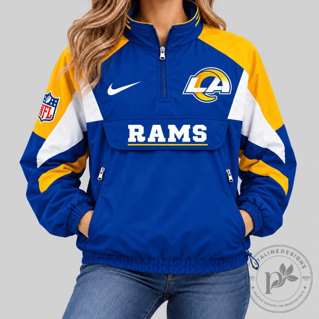 Los Angeles Rams Nike Women's NFL Half Zip Pullover Anorak Jacket Los Angeles Rams Nike Women's NFL Half Zip Pullover Anorak Jacket