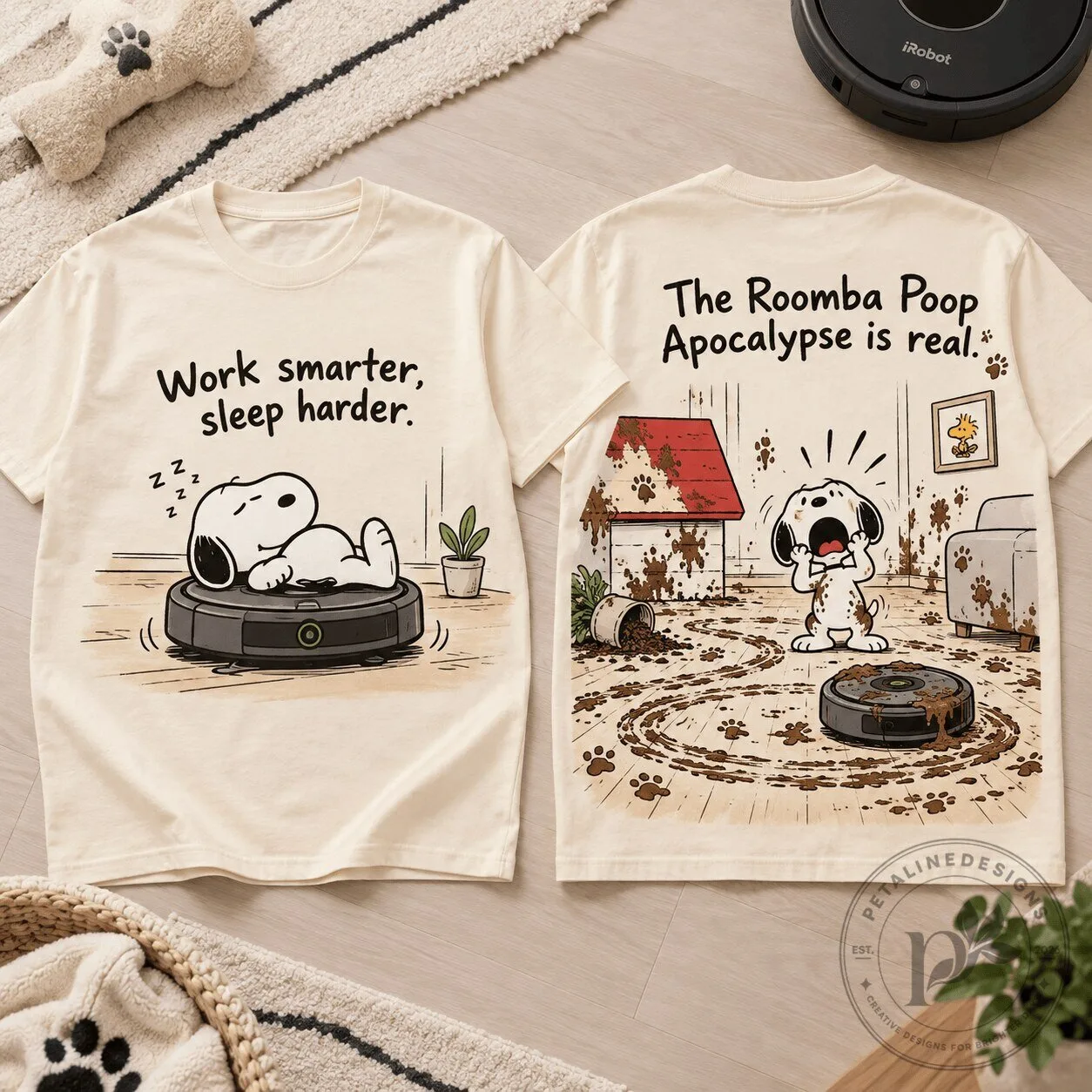 Snoopy iRobot Roomba Poop Apocalypse Work Smarter Sleep Harder T-Shirt 1 Snoopy iRobot Roomba Poop Apocalypse Work Smarter Sleep Harder T-Shirt