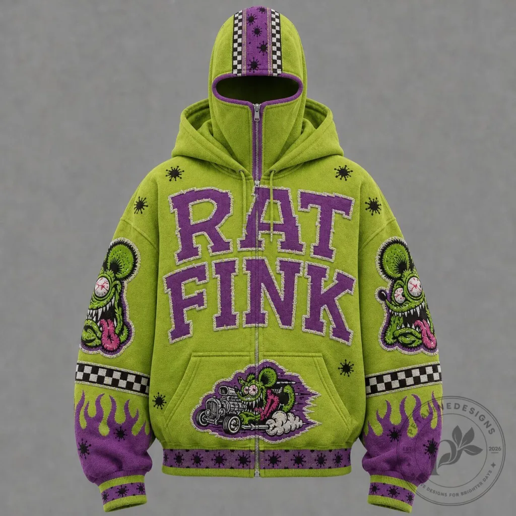 Rat Fink Ed Roth Hot Rod Monster Full-Zip Graphic Hoodie Rat Fink Ed Roth Hot Rod Monster Full-Zip Graphic Hoodie