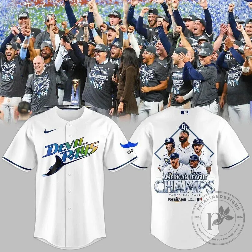 Tampa Bay Rays Baseball American League Champions White Button Up Jersey