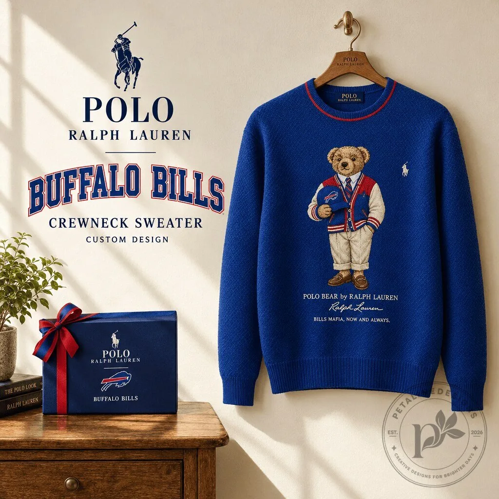 Ralph Lauren Crewneck Sweater featuring Buffalo Bills Polo Bear Design 1 Ralph Lauren Crewneck Sweater featuring Buffalo Bills Polo Bear Design