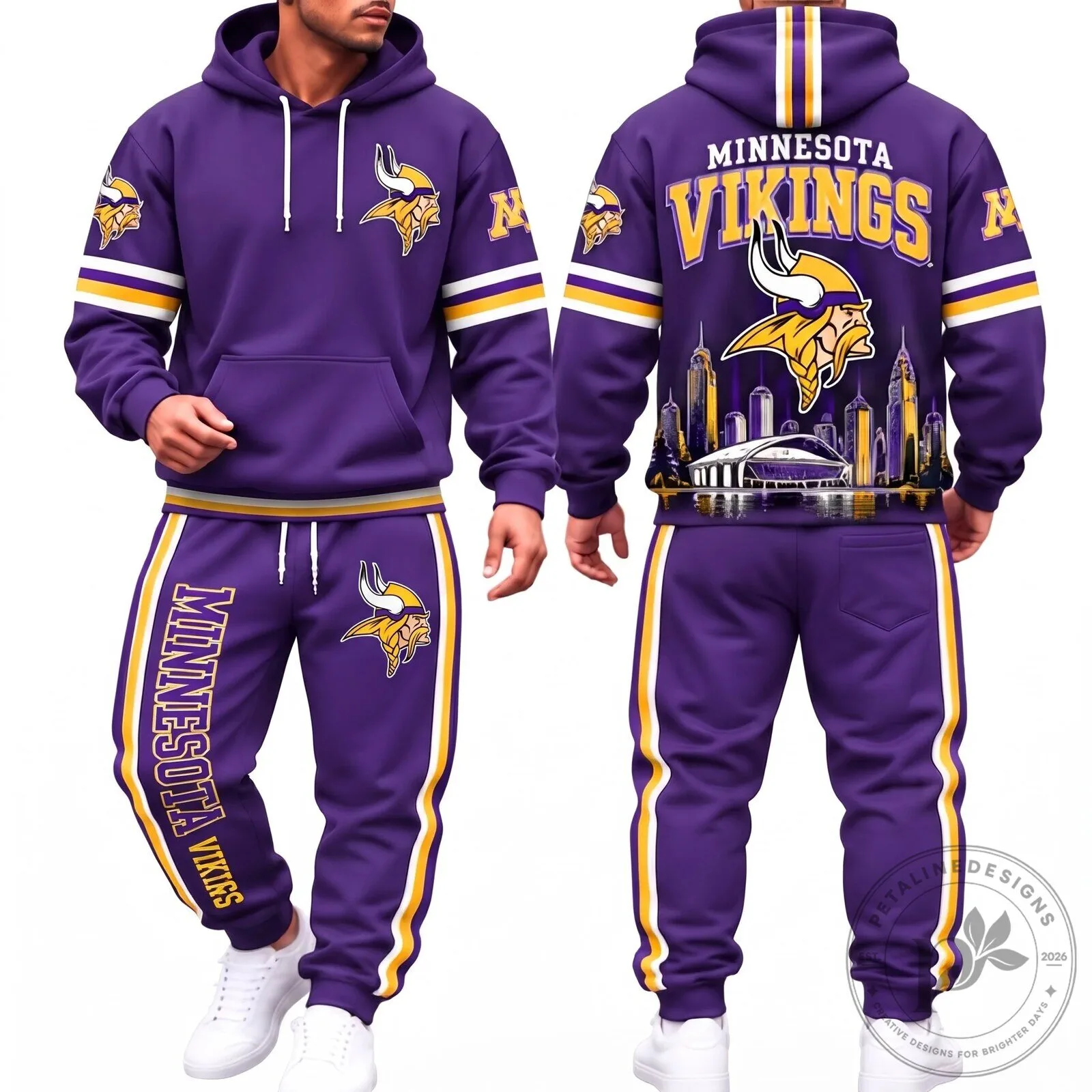 Minnesota Vikings Football Team Logo and Stadium Art Black Hoodie 11 Minnesota Vikings Football Team Logo and Stadium Art Black Hoodie