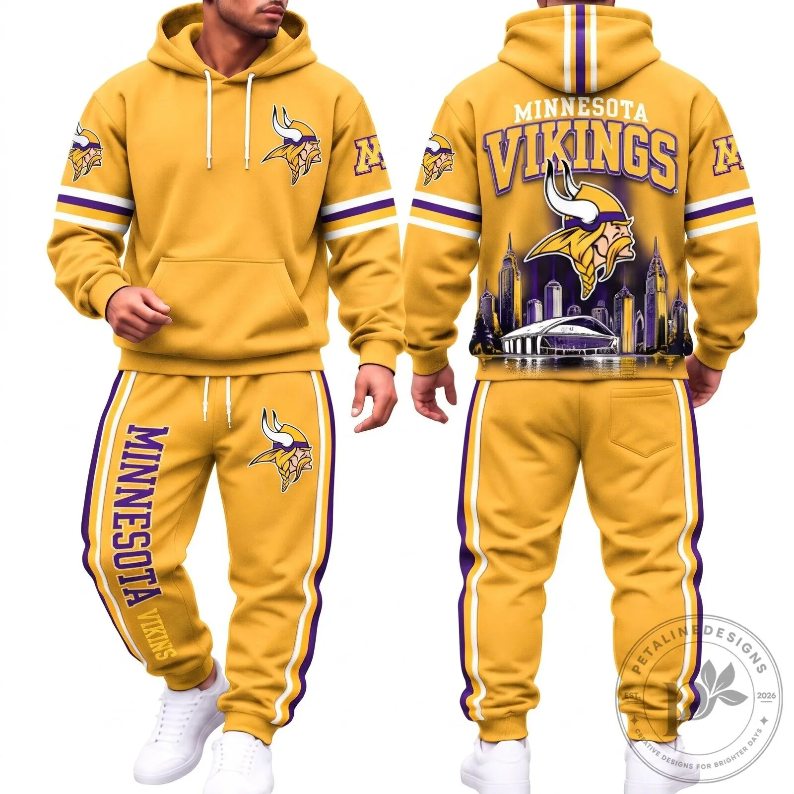 Minnesota Vikings Football Team Logo and Stadium Art Black Hoodie 13 Minnesota Vikings Football Team Logo and Stadium Art Black Hoodie