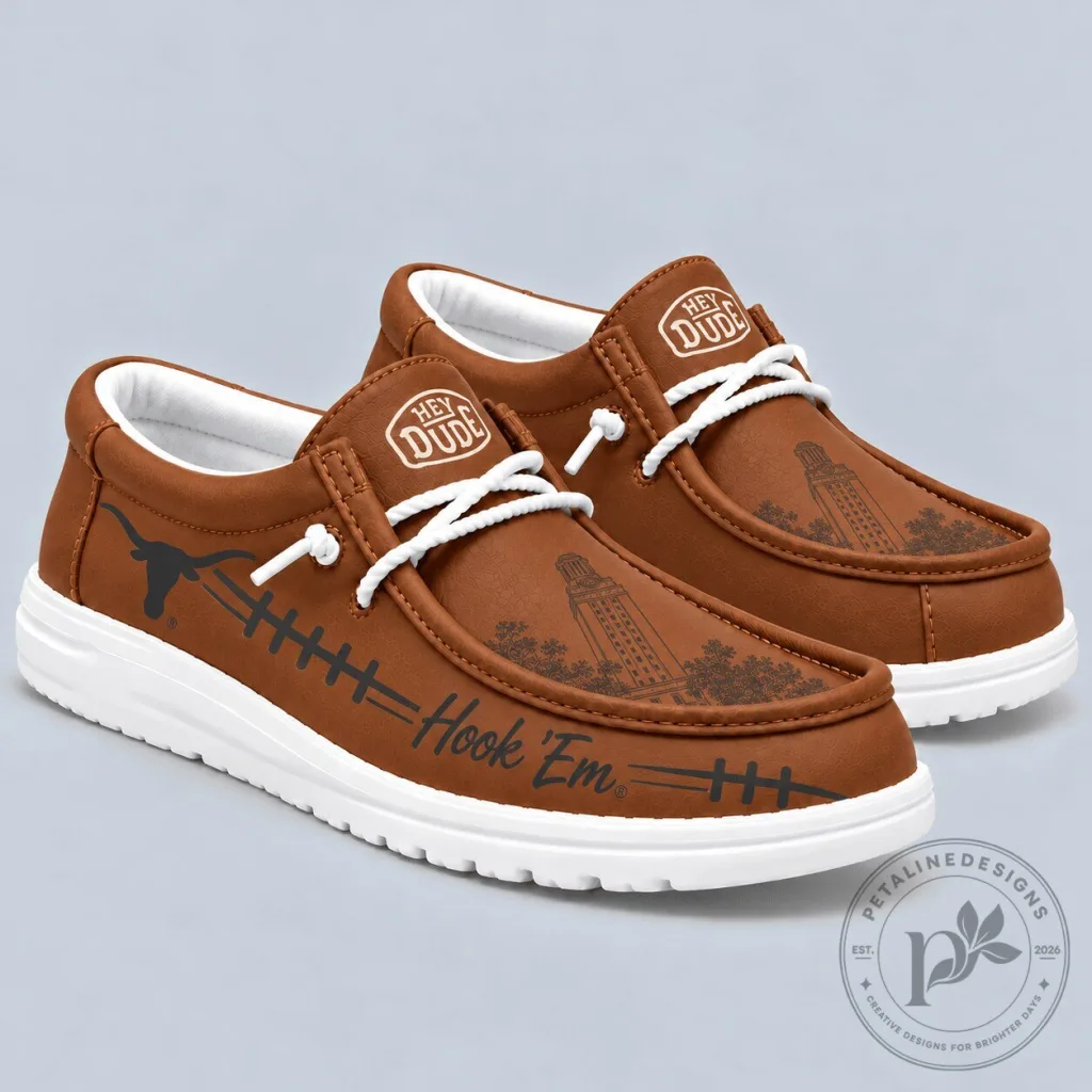 Texas Longhorns Hook 'Em Brown Leather Look Slip-On Loafers Shoes Texas Longhorns Hook 'Em Brown Leather Look Slip-On Loafers Shoes