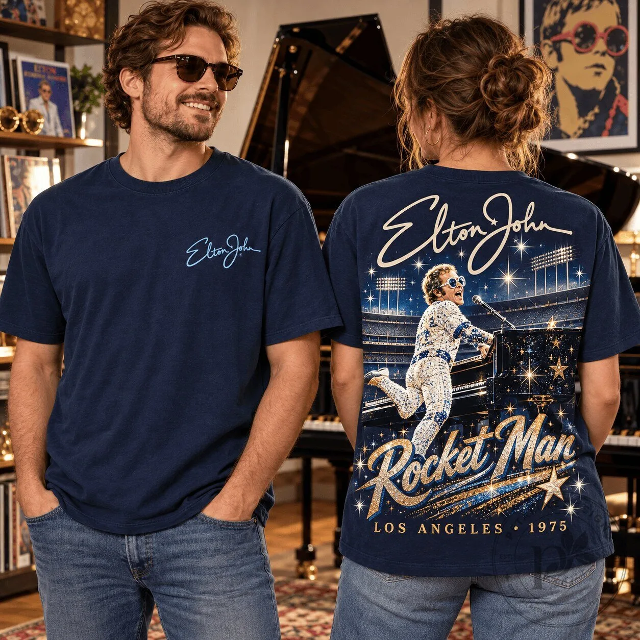 Elton John Rocket Man Los Angeles 1975 Concert Music Fan T-Shirt 5 Elton John Rocket Man Los Angeles 1975 Concert Music Fan T-Shirt