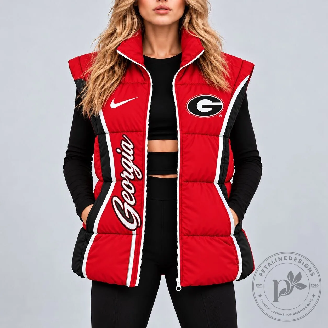Georgia Bulldogs NCAA Game Day Oversize Women's Puffer Vest