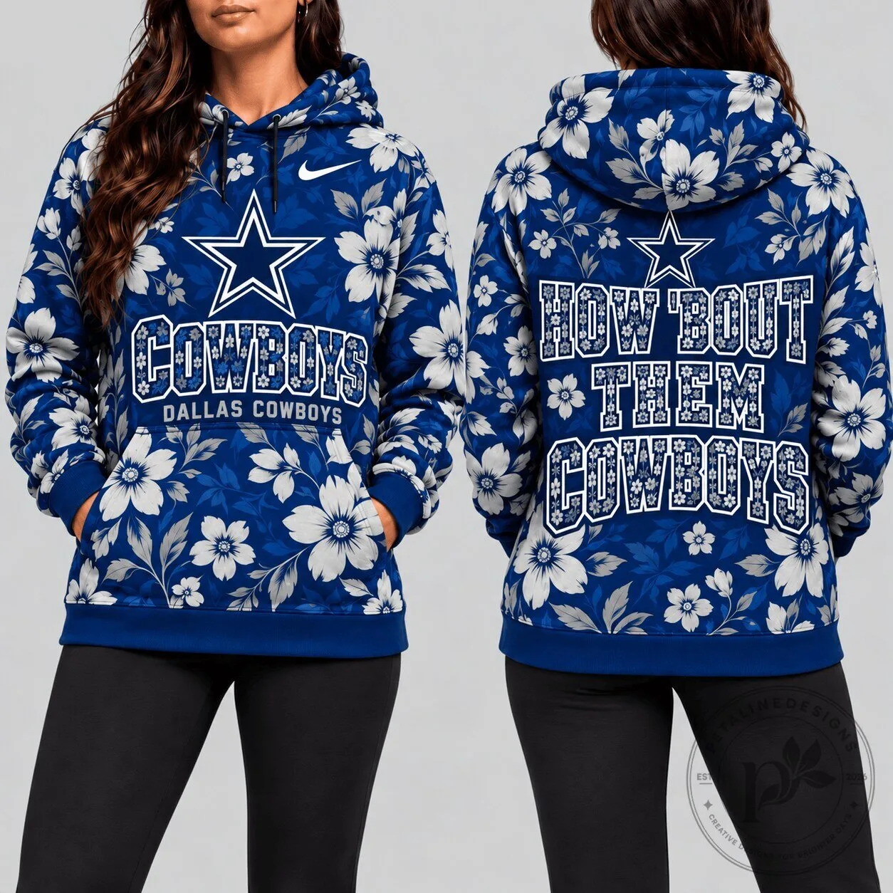 Dallas Cowboys Floral Print Blue Hoodie