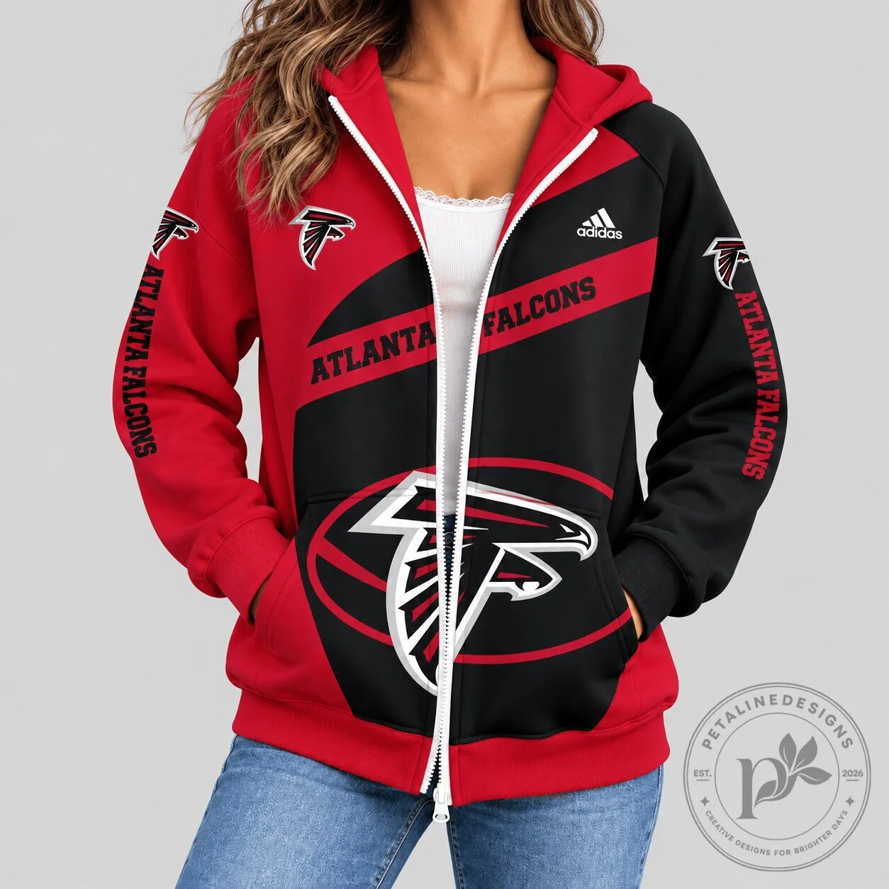 Atlanta Falcons National Football League Diagonal Stripe Full-Zip Hoodie 2 Atlanta Falcons National Football League Diagonal Stripe Full-Zip Hoodie