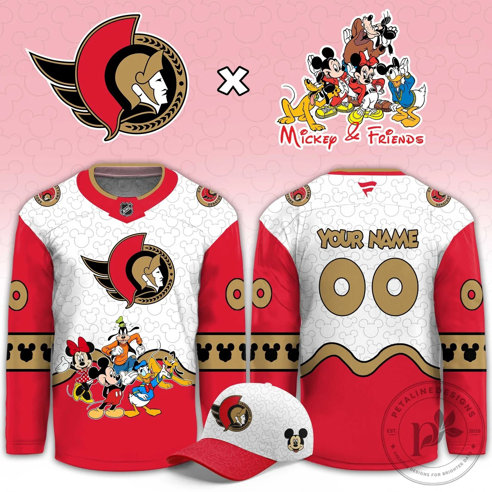 Ottawa Senators Mickey and Friends Night Custom Hockey Jersey 3 Ottawa Senators Mickey and Friends Night Custom Hockey Jersey
