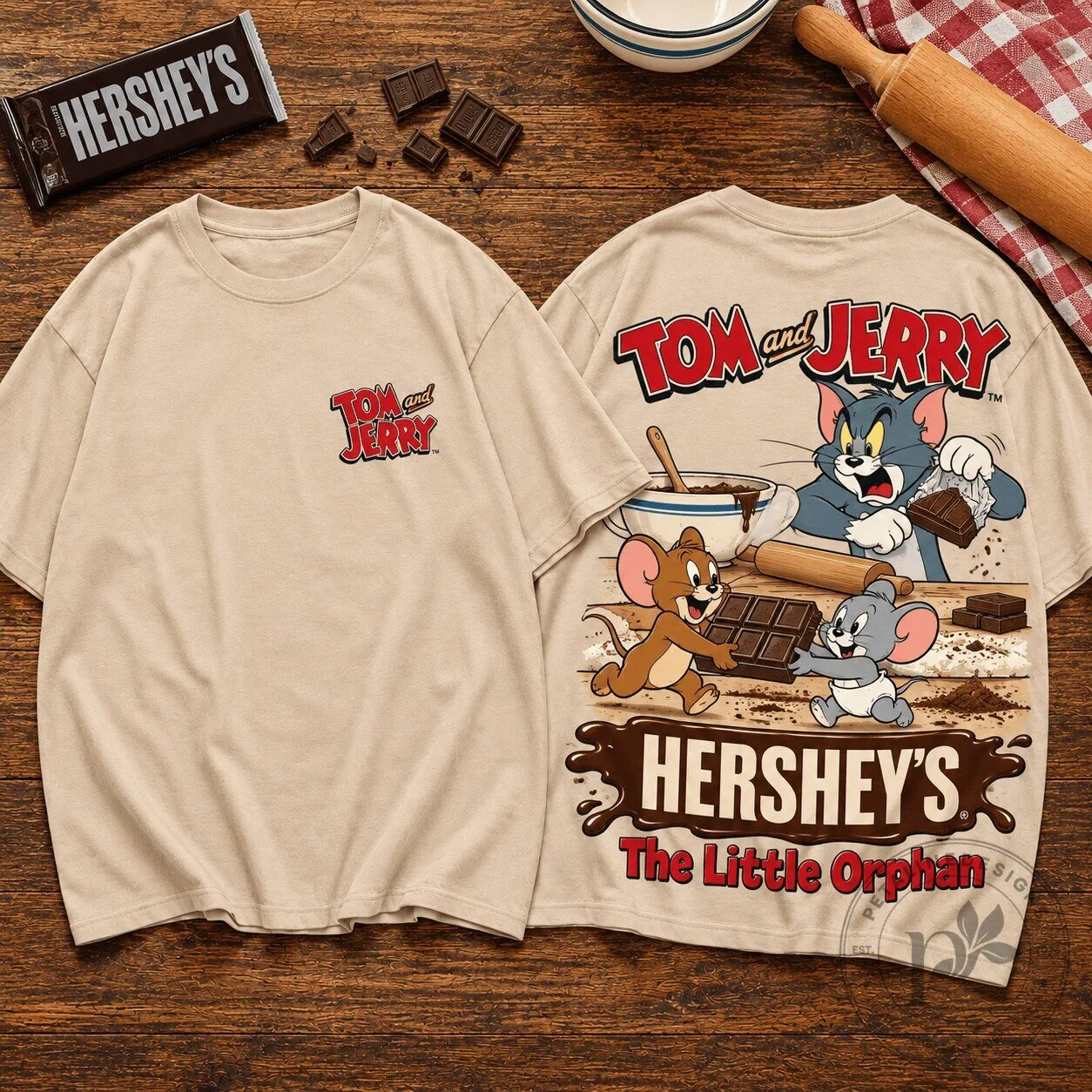 Tom and Jerry Hershey's Chocolate Cartoon Graphic T-Shirt