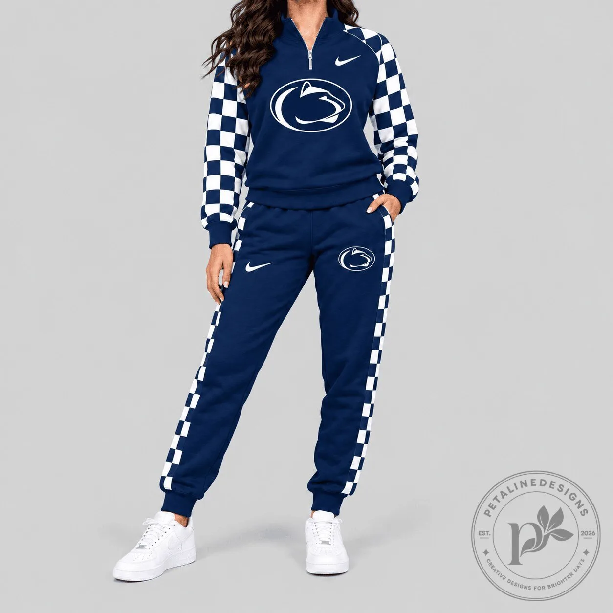 Penn State Nittany Lions Checkerboard Sleeve Quarter Zip Sweatshirt