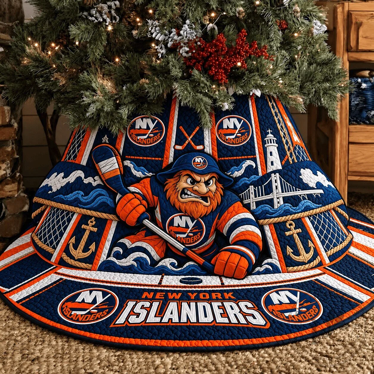Islanders NHL Holiday Tree Skirt for Christmas Decor in Your Home