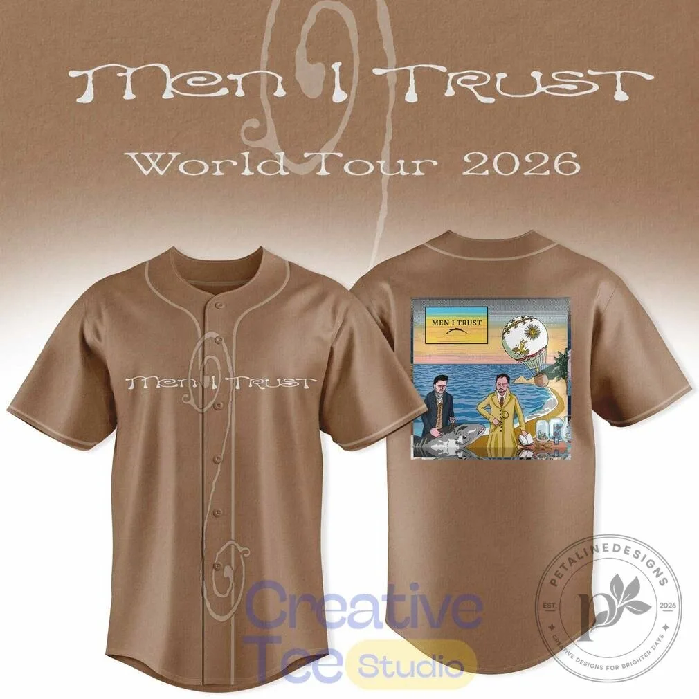 Men I Trust World Tour 2026 Baseball Jersey with Band Logo and Album Art