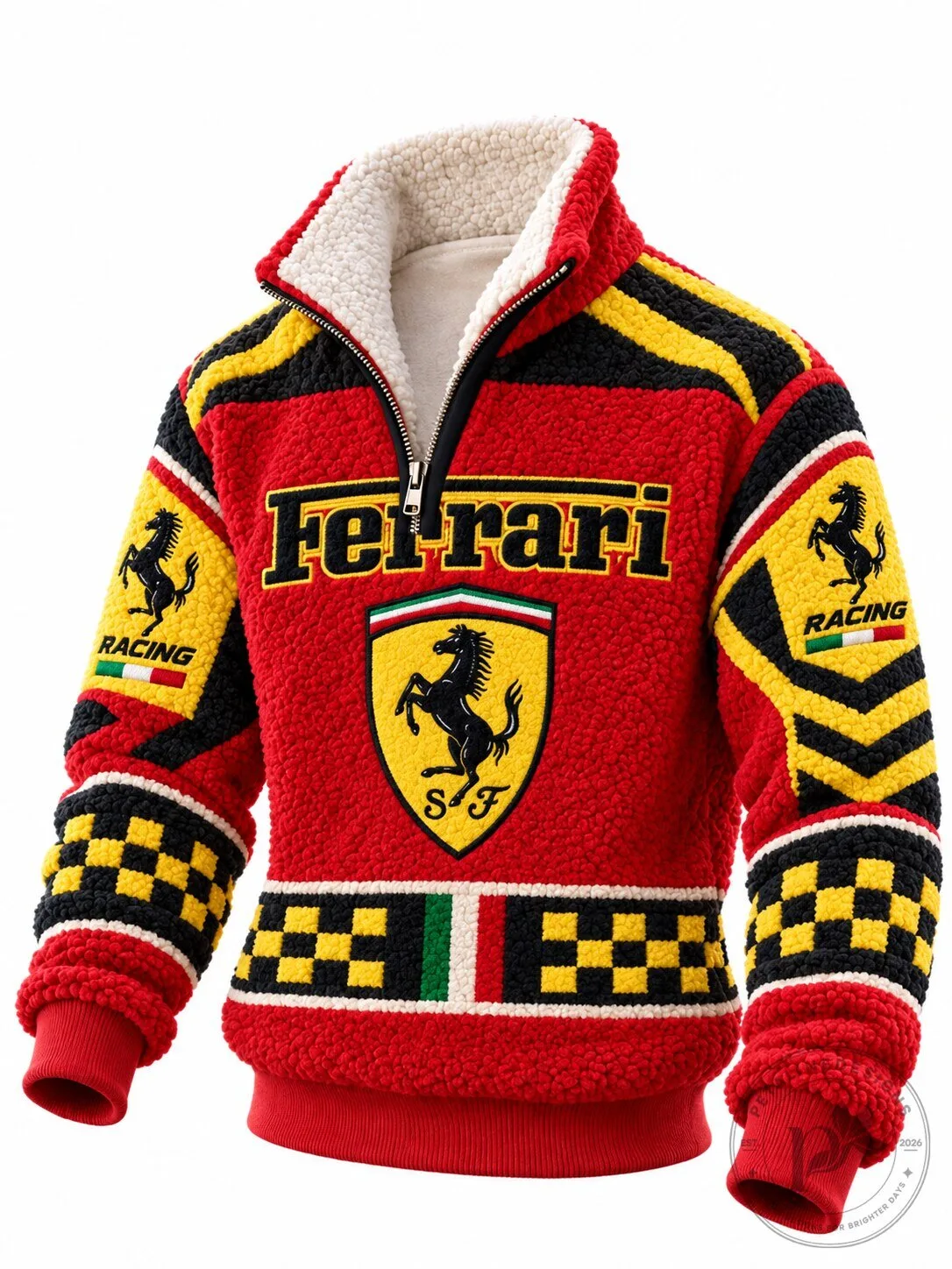 Ferrari Racing Quarter-Zip Fleece Pullover Sweatshirt for Men