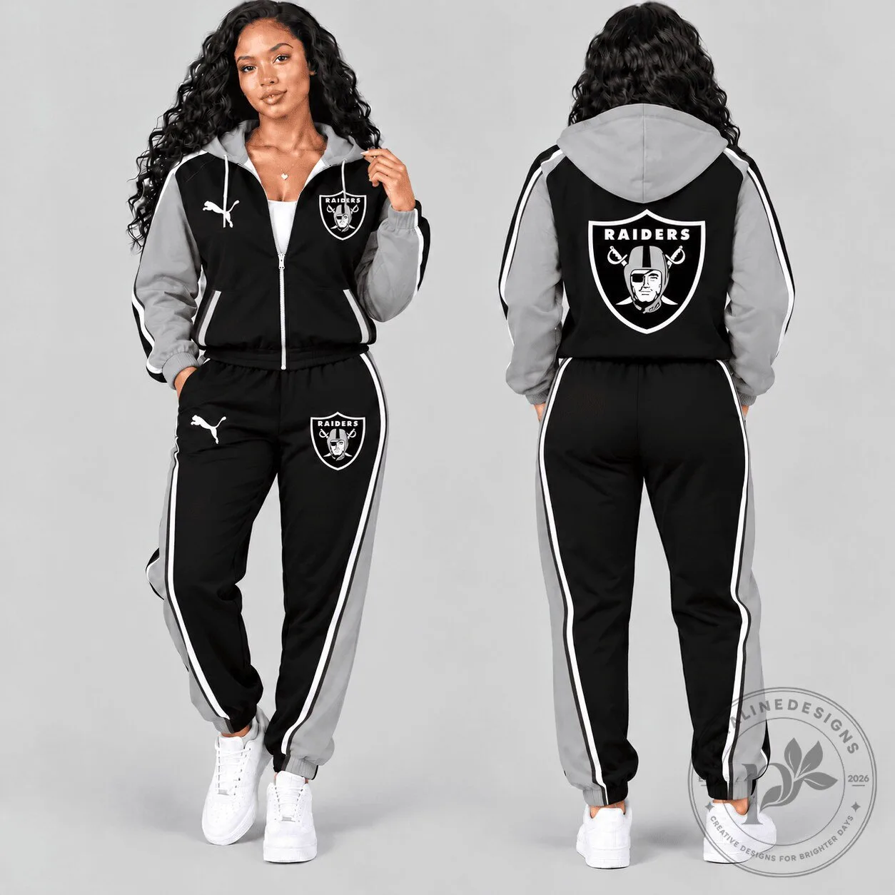 Las Vegas Raiders National Football League Team Black and Gray Women's Hoodie