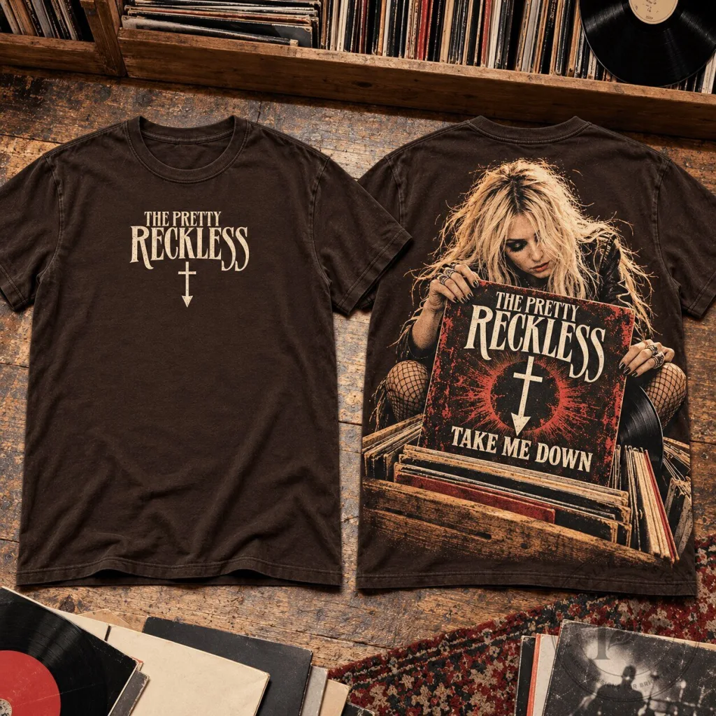The Pretty Reckless Take Me Down Vinyl Portrait Hard Rock Band T-Shirt The Pretty Reckless Take Me Down Vinyl Portrait Hard Rock Band T-Shirt