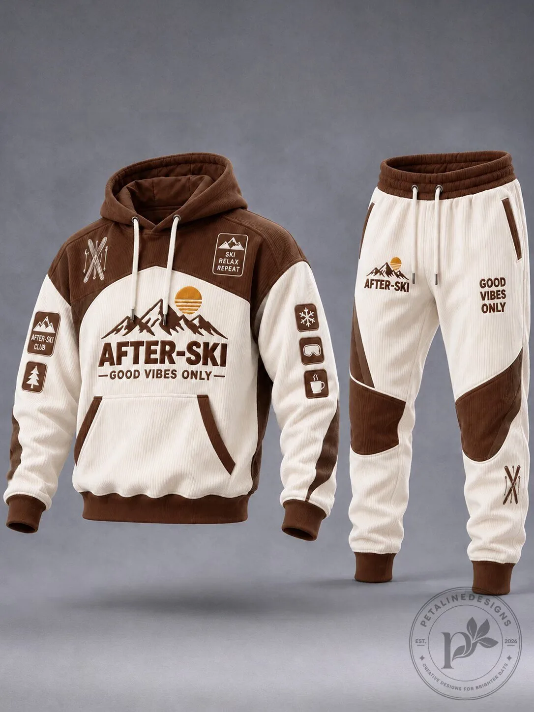 After-Ski Club Good Vibes Only Vintage Corduroy Knit Hoodie